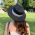 Standard Flat Top Straw Hat with Rhinestone "M" - Perfect Seaside Shade