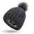 Gorro de punto de calavera con forro de satén elegante y pompón de piel sintética - Gorro de invierno para mujer