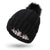 Gorro de punto de calavera con forro de satén elegante y pompón de piel sintética - Gorro de invierno para mujer