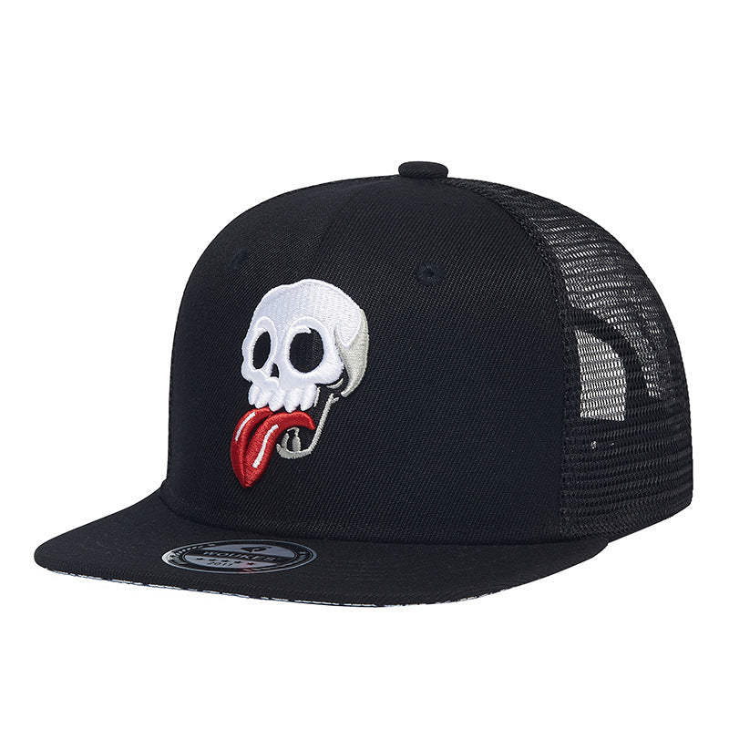 Trendy Hip Hop Style Embroidered Skull Polyester Hat
