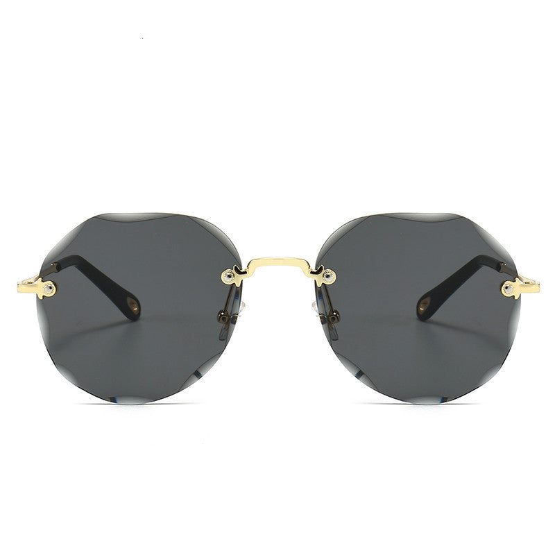 Rimless Trimmed Polygonal Sunglasses for Women