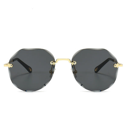 Rimless Trimmed Polygonal Sunglasses for Women