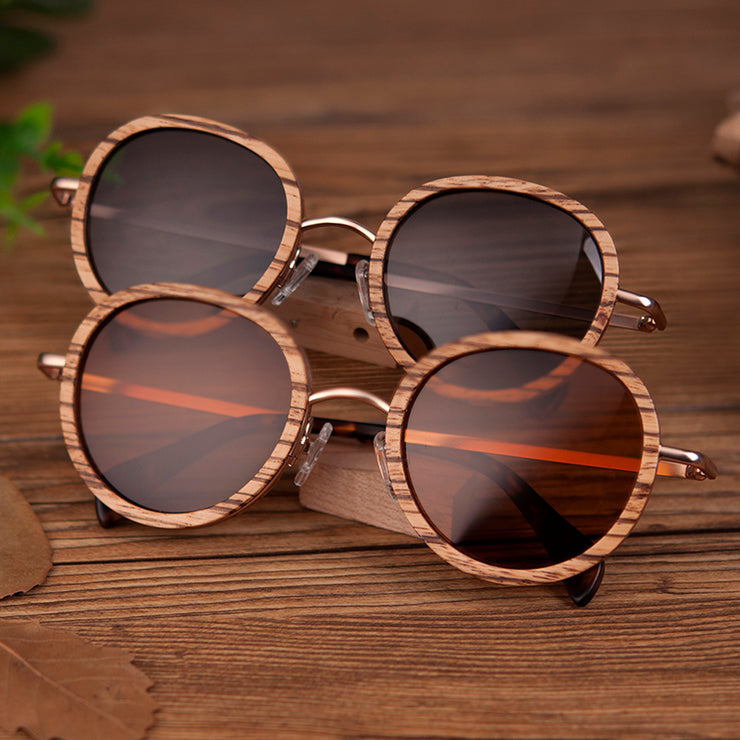 Lunettes de soleil élégantes pour dames - Monture entièrement en bois