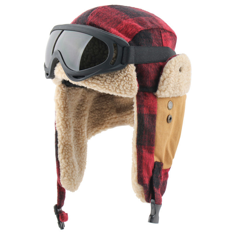 Chapeau Lei Feng d'extérieur coupe-vent – ​​Parfait pour le ski avec protection auditive épaisse.