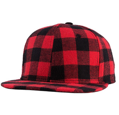 Snapback de baseball élégant à carreaux rouges et noirs pour les couples - Style anglais branché 