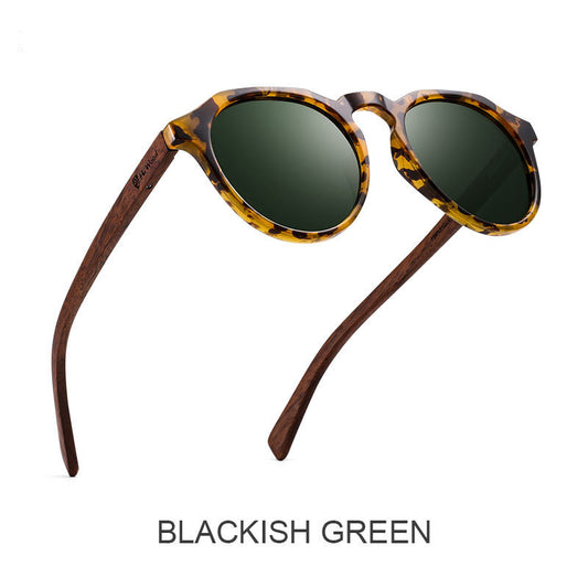 Gafas de sol redondas polarizadas de bambú - Eco-Friendly Chic