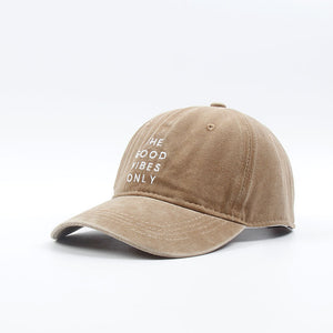 Spread Good Vibes with Washed Dad Hat - Gorra de béisbol de algodón para hombres y mujeres