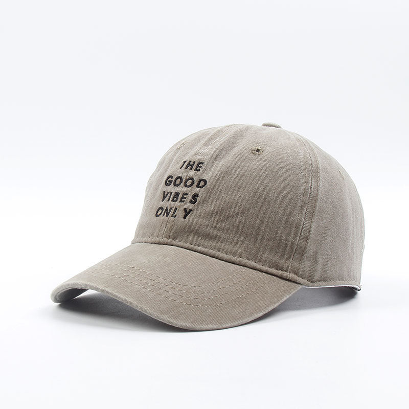 Spread Good Vibes with Washed Dad Hat - Cotton Baseball Cap for Men and Women
