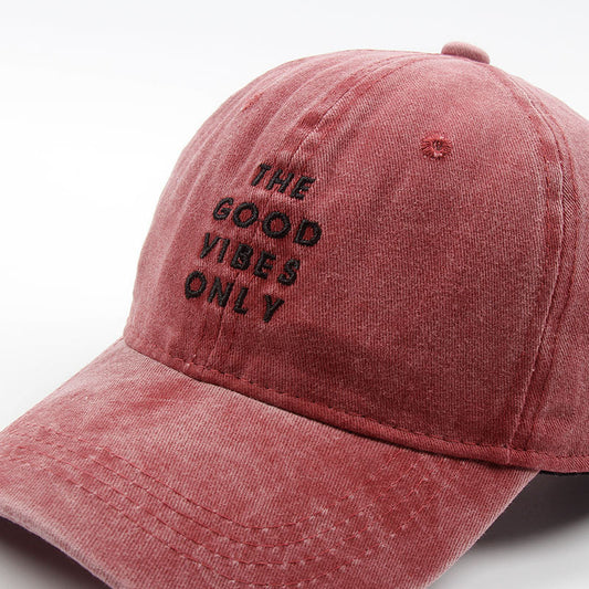 Spread Good Vibes with Washed Dad Hat - Gorra de béisbol de algodón para hombres y mujeres