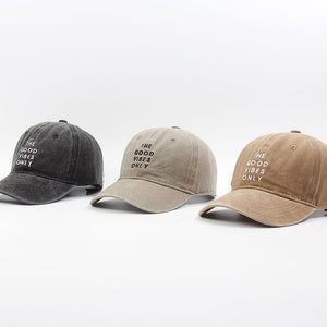 Spread Good Vibes with Washed Dad Hat - Gorra de béisbol de algodón para hombres y mujeres