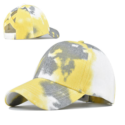 Chapeaux pare-soleil tie-dye en pur coton avec casquette queue de cheval