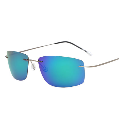 Lightweight Elegance in Rimless Pure Titanium Sunglasses