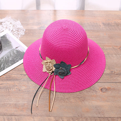 Sombrero de paja con flores trenzadas de moda para mujer - Vendedor caliente
