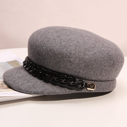 Sombreros de tela de lana retro de alta gama para mujer
