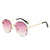 Rimless Trimmed Polygonal Sunglasses for Women