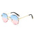 Rimless Trimmed Polygonal Sunglasses for Women
