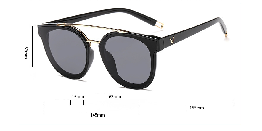 Gafas de sol retro con lentes de PC y detalles metálicos - Ancho de lente ancho