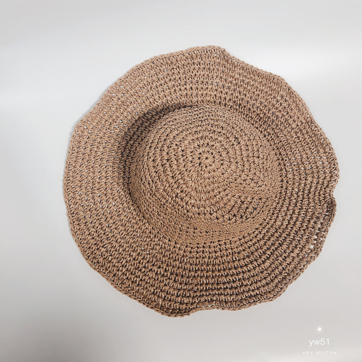 Elegante sombrero protector solar para mujer: sombrero de paja plegable para una salida fresca de verano