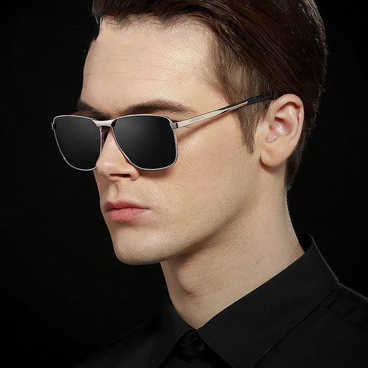 Gafas de sol polarizadas cuadradas de montura completa para hombres con estilo