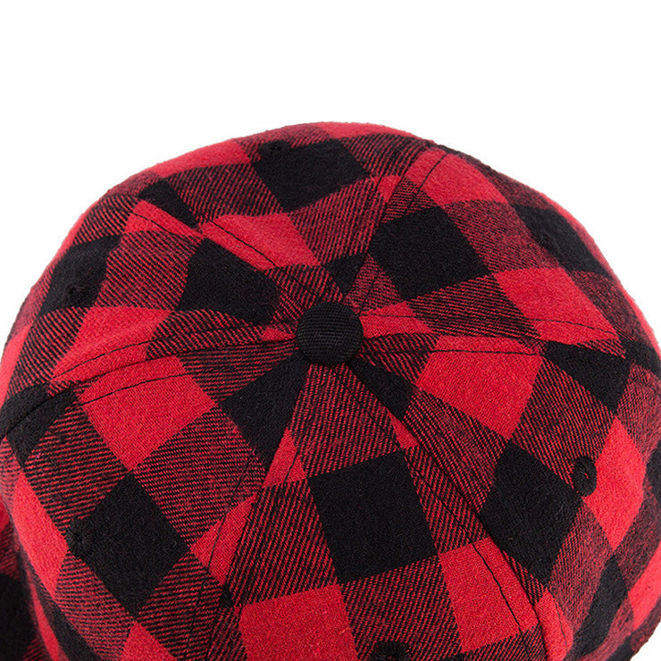 Stylish Red Black Plaid Baseball Snapback for Couples - Hip England Style