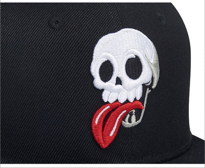 Trendy Hip Hop Style Embroidered Skull Polyester Hat