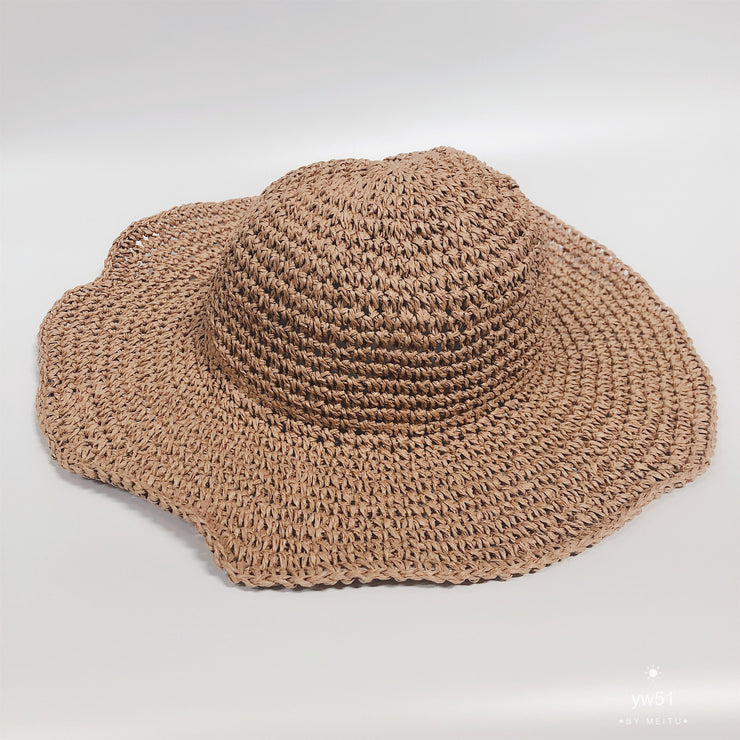 Chapeau de protection solaire élégant pour femme – Chapeau de paille pliable pour une sortie d'été fraîche