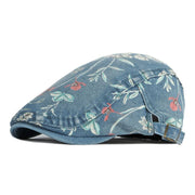 Stylish Denim Advance Hat with Flower Print - All-Matching Peaked Cap