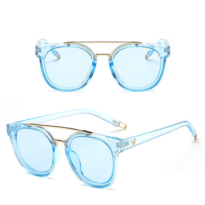 Retro PC Lens Sunglasses with Metal Accents - Wide Lens Width