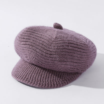 Velvet Knitted Rabbit Fur Hat for Stylish Women
