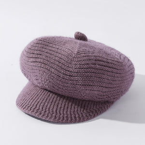 Gorro de piel de conejo tejido de terciopelo para mujeres elegantes