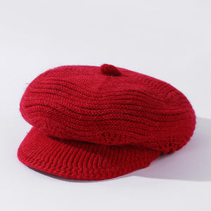 Gorro de piel de conejo tejido de terciopelo para mujeres elegantes