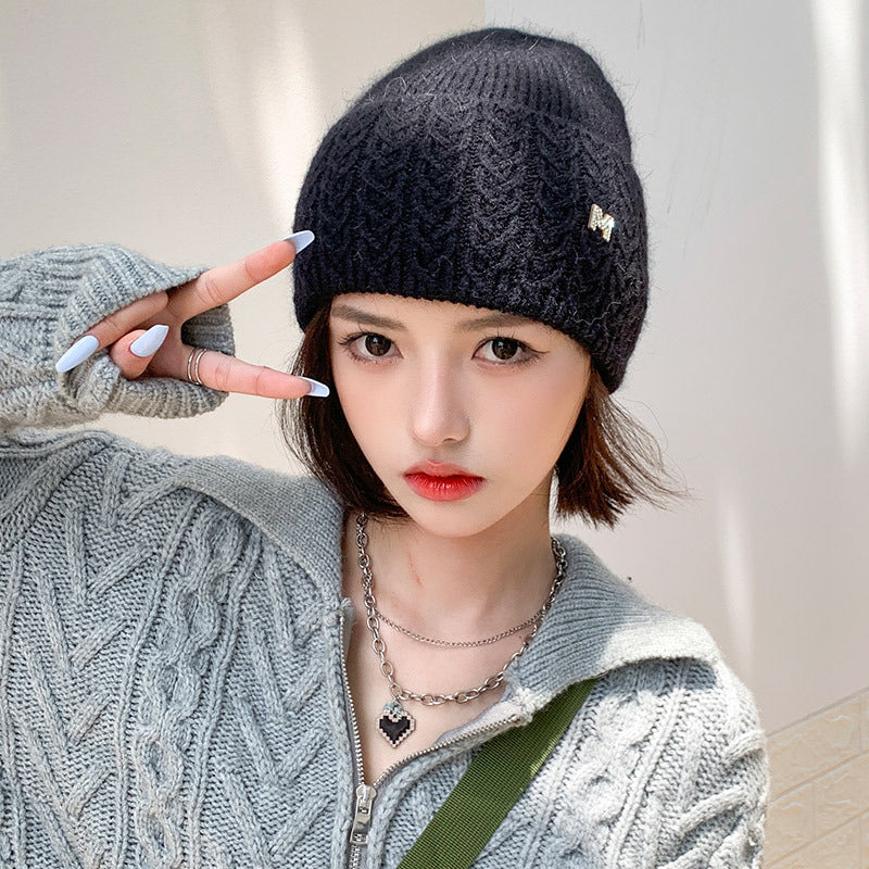 Stay Warm and Stylish with Knitted Wool Hat for Women in Autumn and Winter