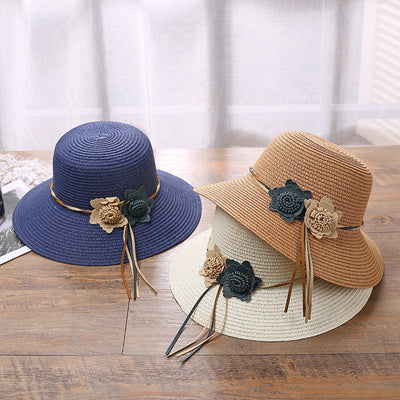 Chapeau de paille à fleurs tressées à la mode pour femmes - Vendeur chaud