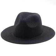 Elegante sombrero de paja de ala grande: perfecto para jazz en la playa