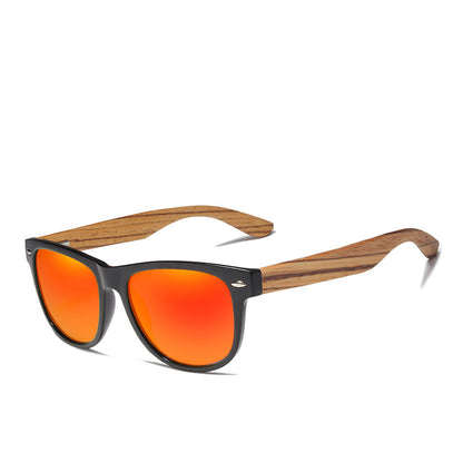 Polarized Wooden Sunglasses with Retro Bamboo Frame