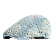 Stylish Denim Advance Hat with Flower Print - All-Matching Peaked Cap