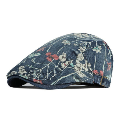 Elegante sombrero de mezclilla Advance con estampado de flores - Gorra con visera a juego