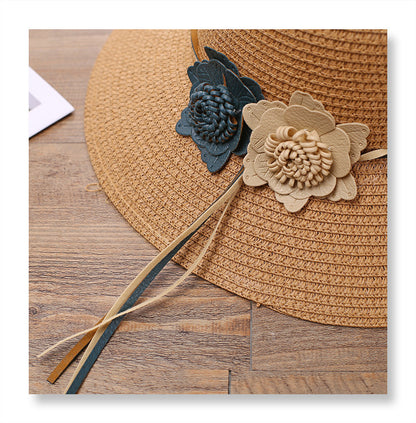 Chapeau de paille à fleurs tressées à la mode pour femmes - Vendeur chaud