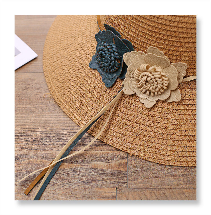 Sombrero de paja con flores trenzadas de moda para mujer - Vendedor caliente