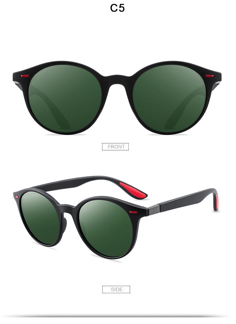 Gafas de sol redondas polarizadas P26 para conductores masculinos con estilo
