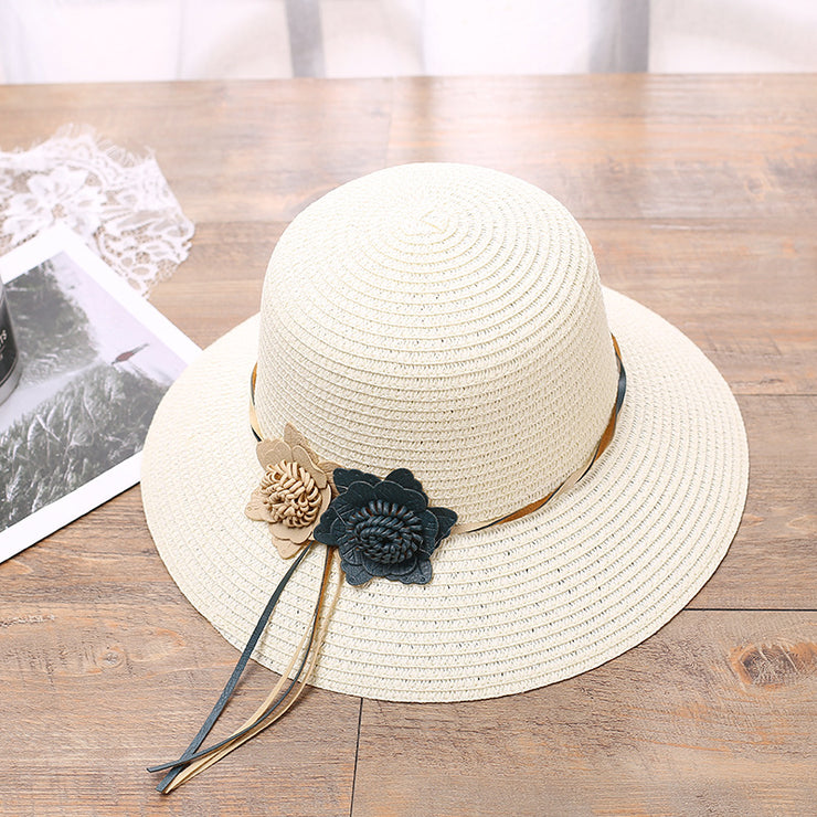 Sombrero de paja con flores trenzadas de moda para mujer - Vendedor caliente