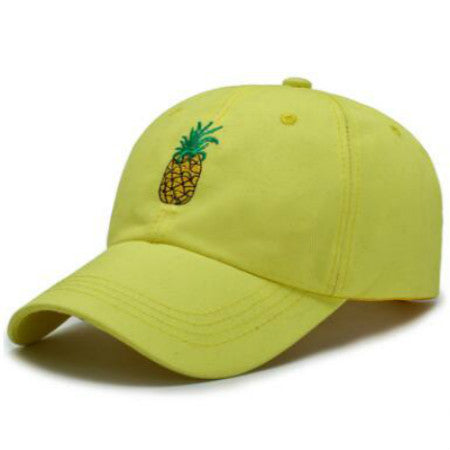 Playful Pineapple Embroidered Baseball Cap - Adjustable and Comfortable Cotton