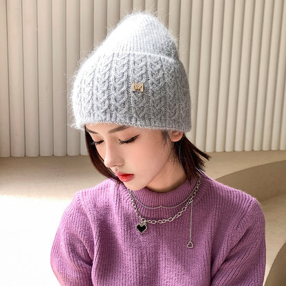 Stay Warm and Stylish with Knitted Wool Hat for Women in Autumn and Winter