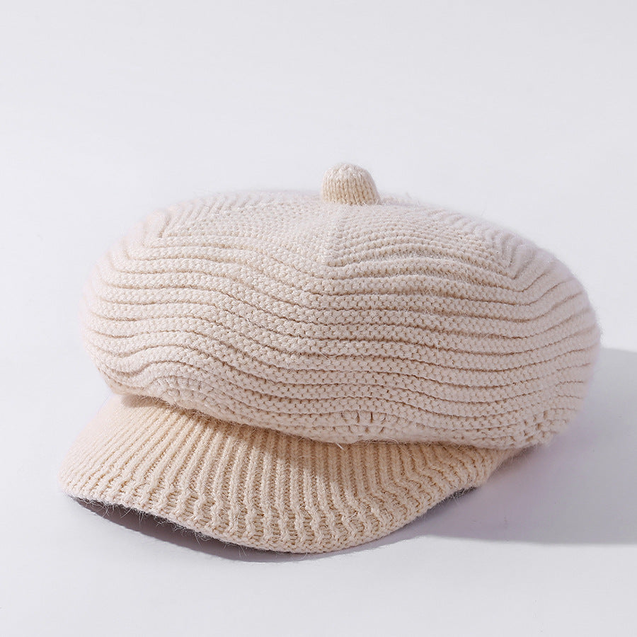 Velvet Knitted Rabbit Fur Hat for Stylish Women