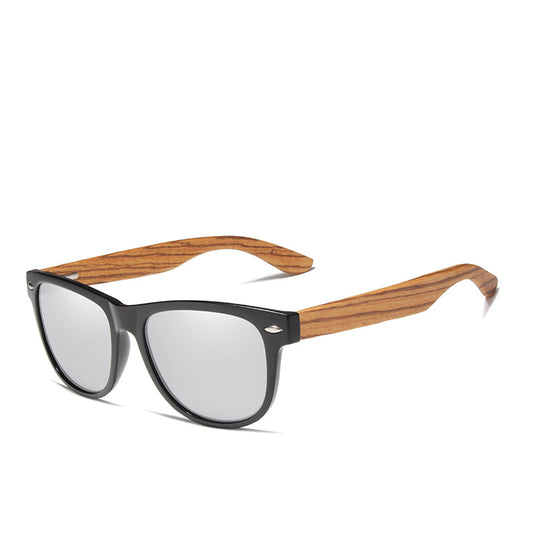 Polarized Wooden Sunglasses with Retro Bamboo Frame