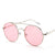 Lunettes de soleil à monture ronde rétro avec motif pièce d'océan - Style double faisceau