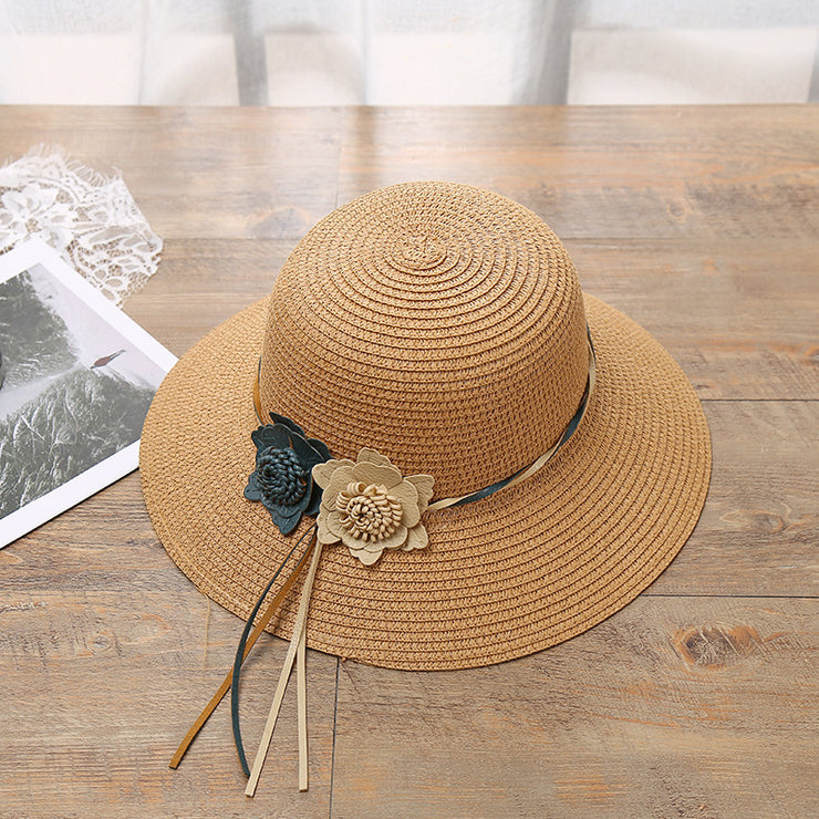 Sombrero de paja con flores trenzadas de moda para mujer - Vendedor caliente